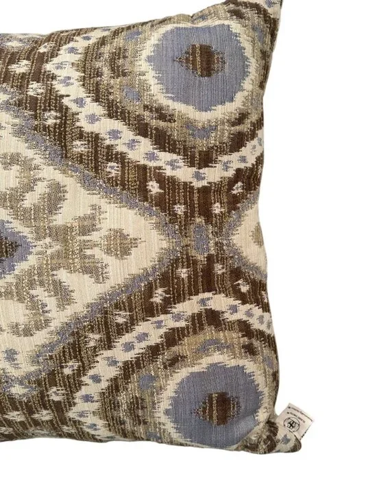 Elaine Smith Outdoor Ikat Diamond Decor Accent Pillow Geometric Neutral Tones - Picture 5 of 16